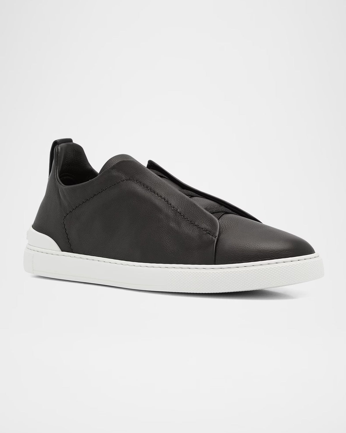 Triple Stitch Deerskin Leather Slip-On Sneakers