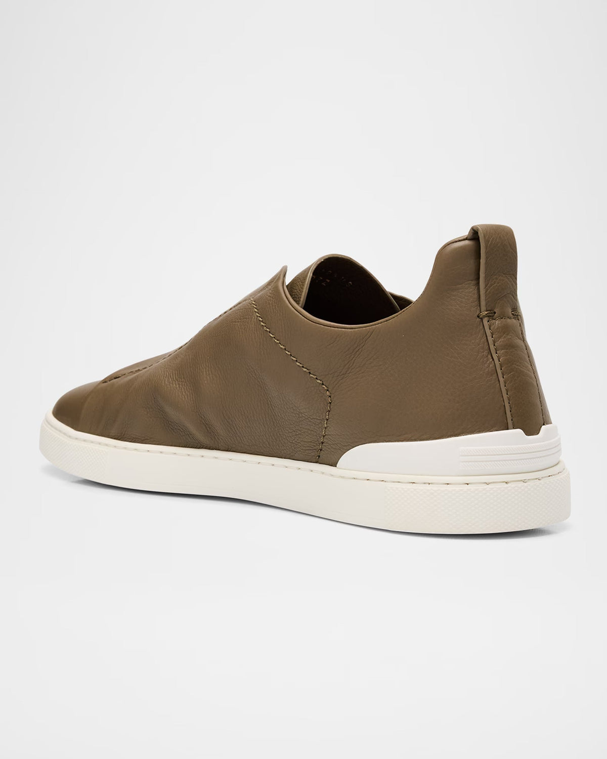 Triple Stitch Deerskin Leather Slip-On Sneakers
