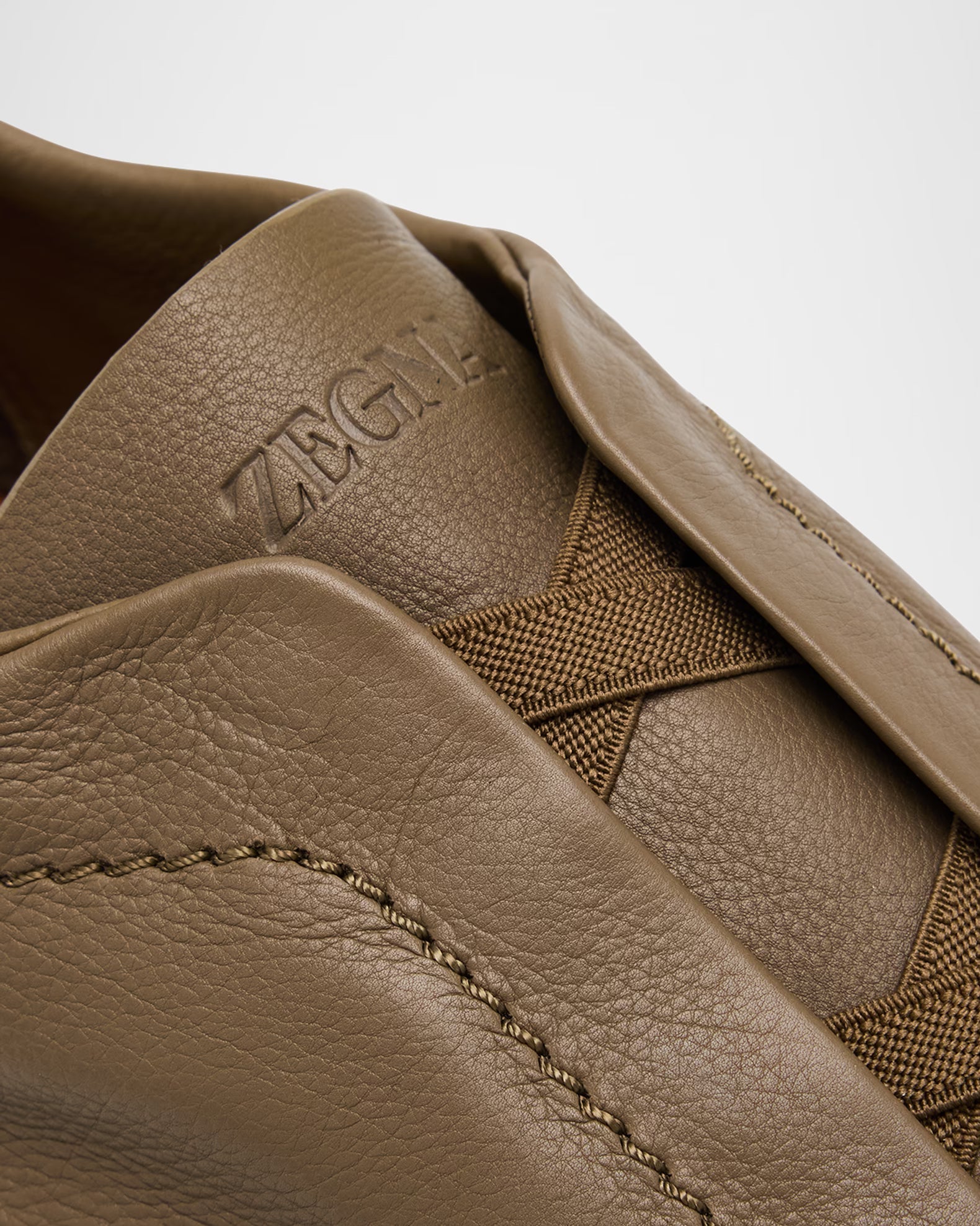 Triple Stitch Deerskin Leather Slip-On Sneakers