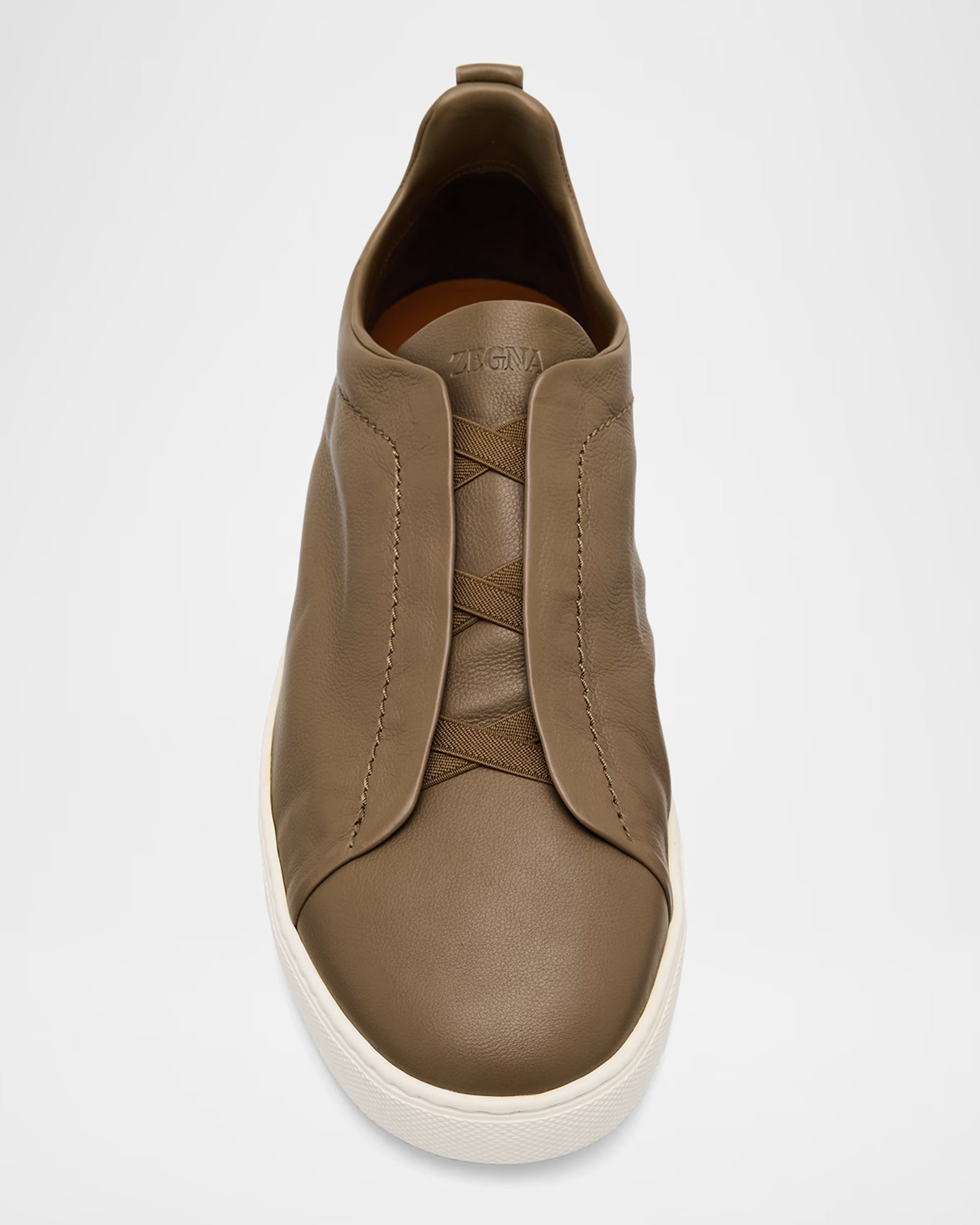 Triple Stitch Deerskin Leather Slip-On Sneakers