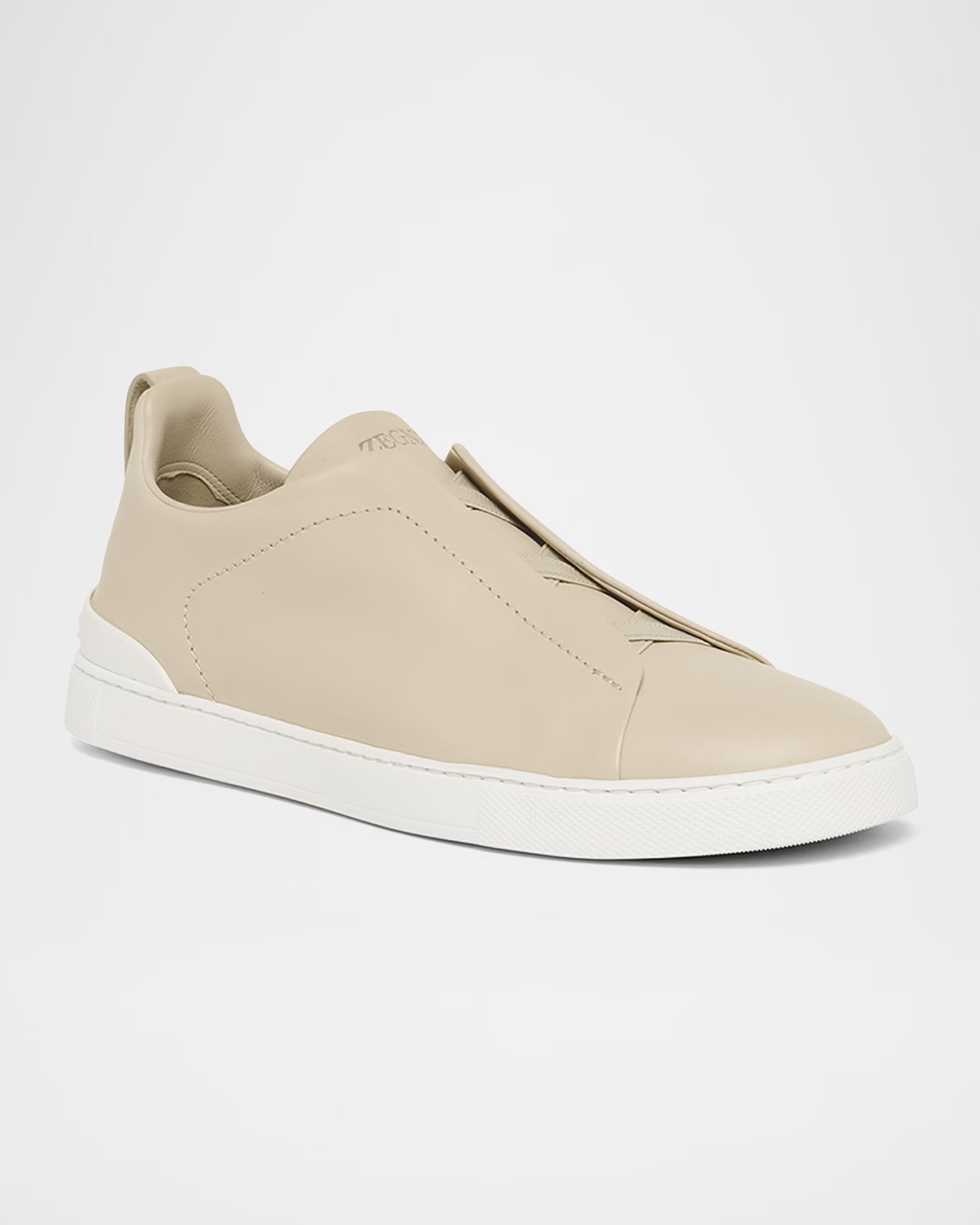 Triple Stitch Deerskin Leather Slip-On Sneakers