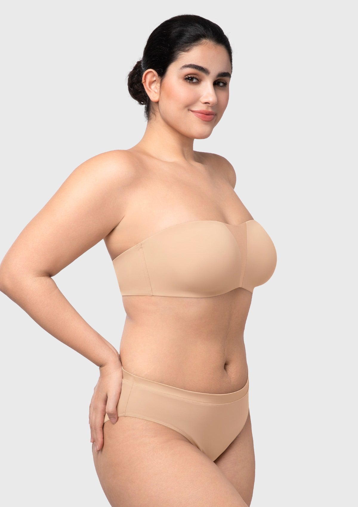 Fiery Unlined Seamless Comfort Underwire Plus Size Bandeau Strapless Coffee Bra