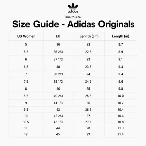 Adidas size chart