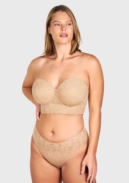 Daisy Smooth Lace Lightly Padded Longline Underwire Strapless Balconette Bra
