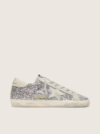 Silver glitter with ice-gray suede star