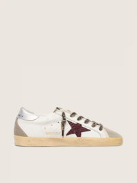 Burgundy glitter star and leopard print laces