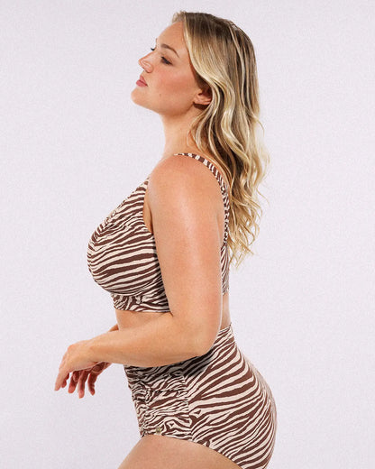 Smart Sculpt™ Ruched V-Neck Bikini Top & High-Waisted Bottom Set