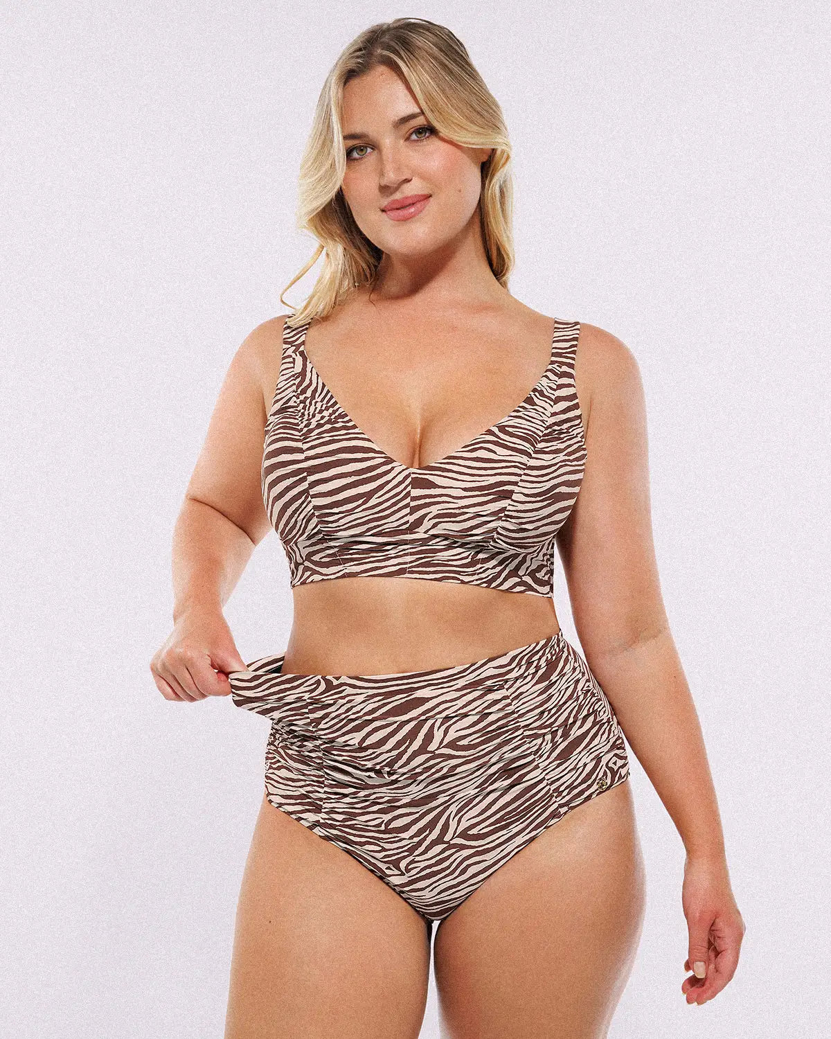 Smart Sculpt™ Ruched V-Neck Bikini Top & High-Waisted Bottom Set