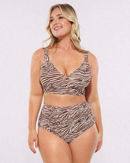 Smart Sculpt™ Ruched V-Neck Bikini Top & High-Waisted Bottom Set