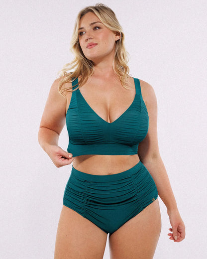 Smart Sculpt™ Ruched V-Neck Bikini Top & High-Waisted Bottom Set