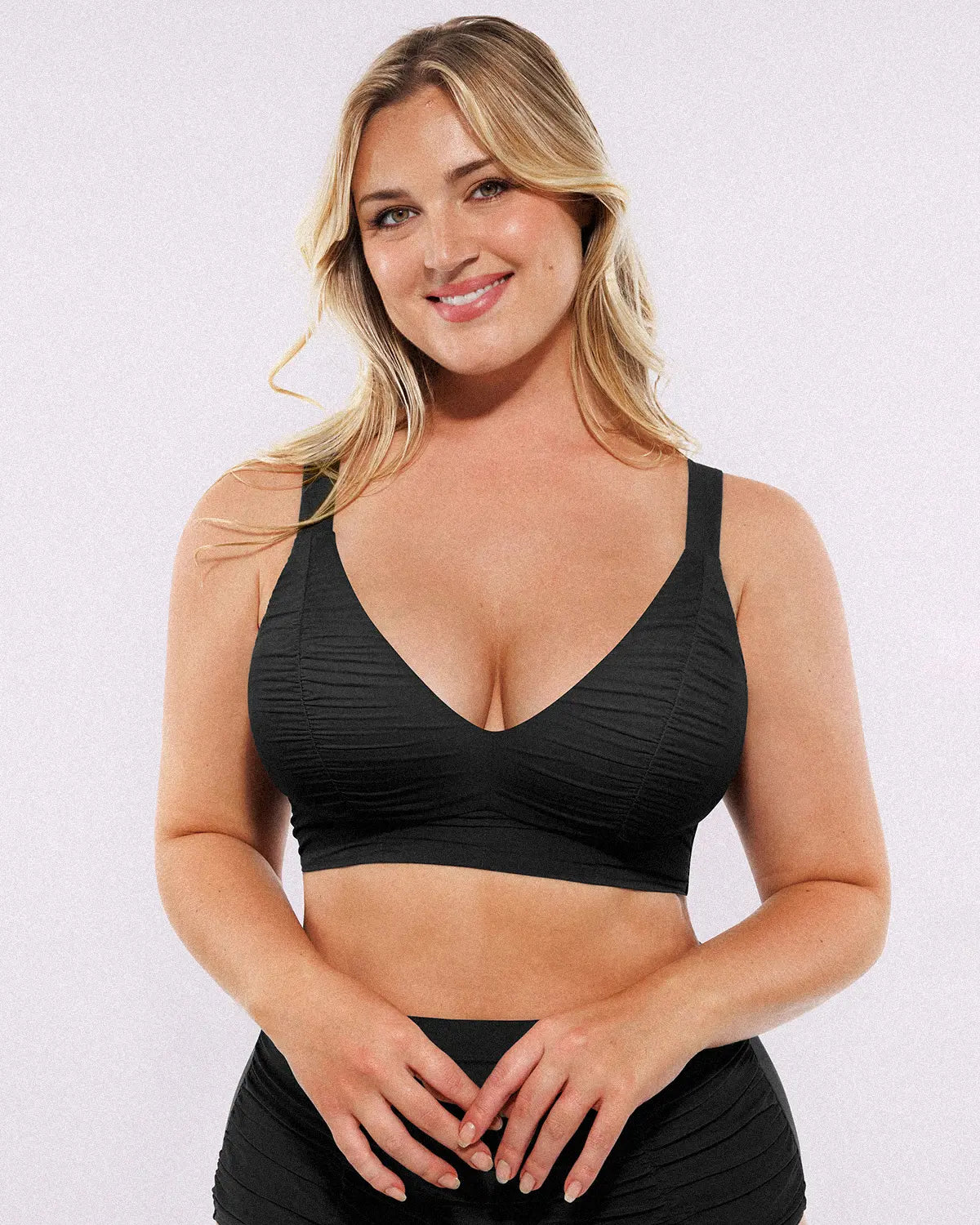 Smart Sculpt™ Ruched V-Neck Bikini Top & High-Waisted Bottom Set