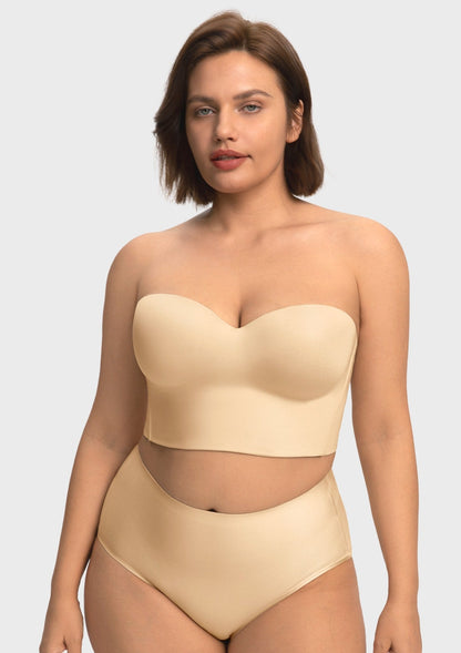 Smooth Satin Longline Strapless Corset Bra