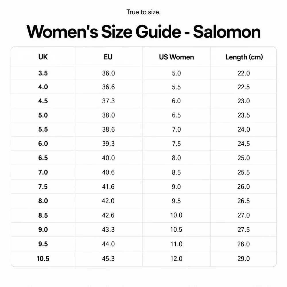 Salomon size chart