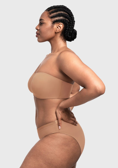 Fiery Unlined Seamless Comfort Underwire Plus Size Bandeau Strapless Coffee Bra