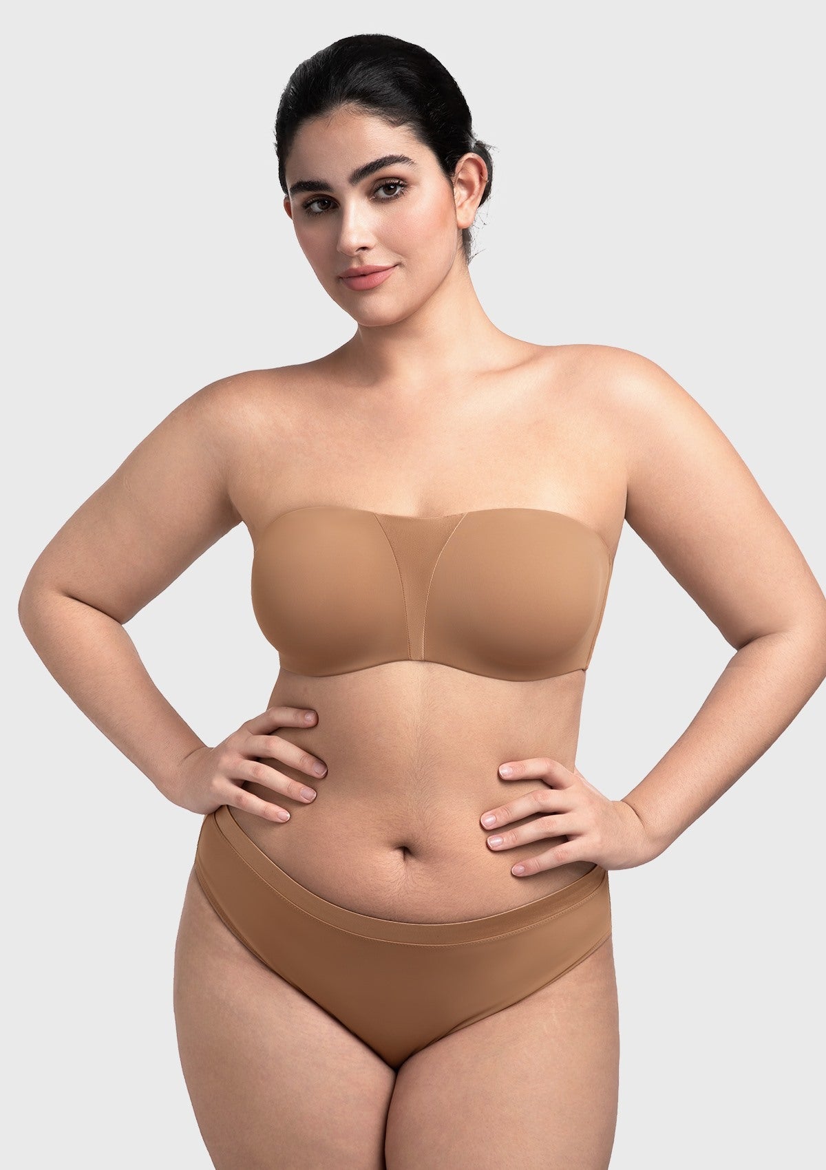 Fiery Unlined Seamless Comfort Underwire Plus Size Bandeau Strapless Coffee Bra