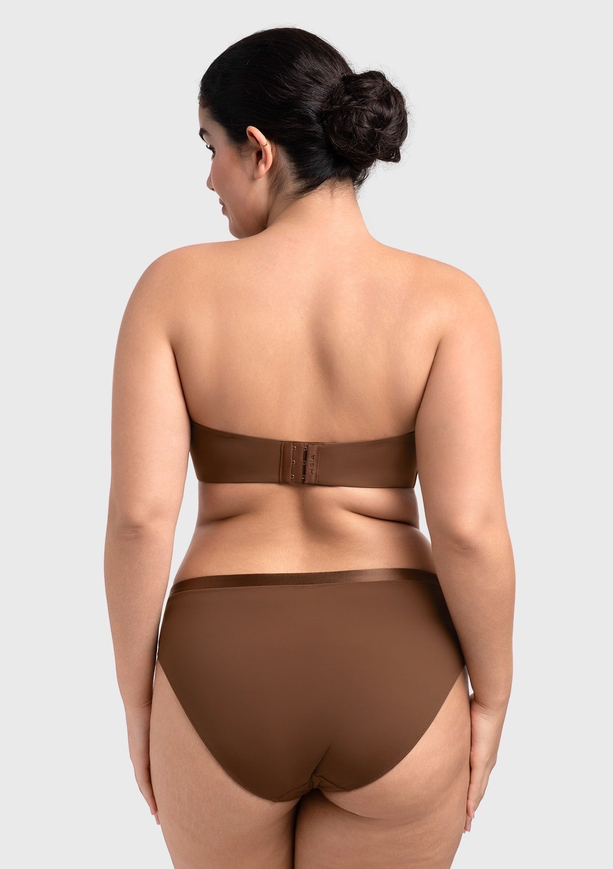 Fiery Unlined Seamless Comfort Underwire Plus Size Bandeau Strapless Coffee Bra