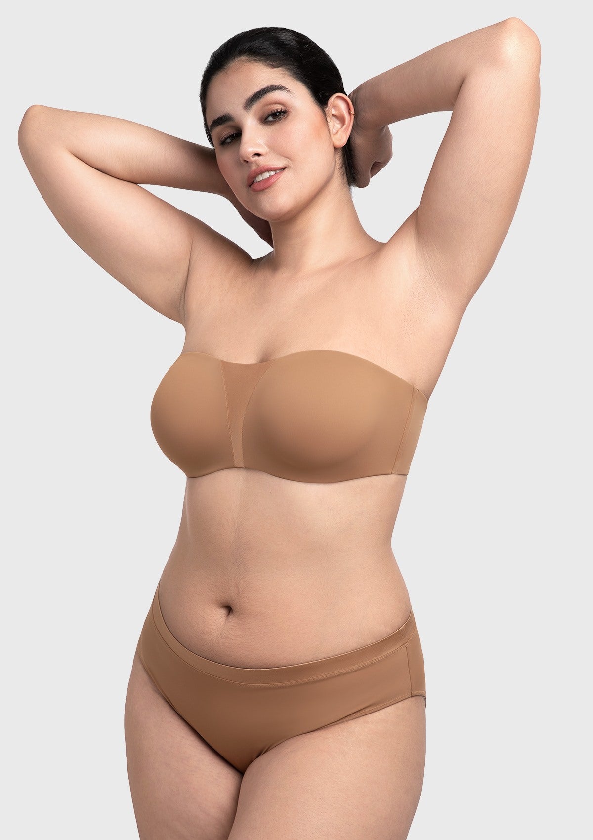Fiery Unlined Seamless Comfort Underwire Plus Size Bandeau Strapless Coffee Bra