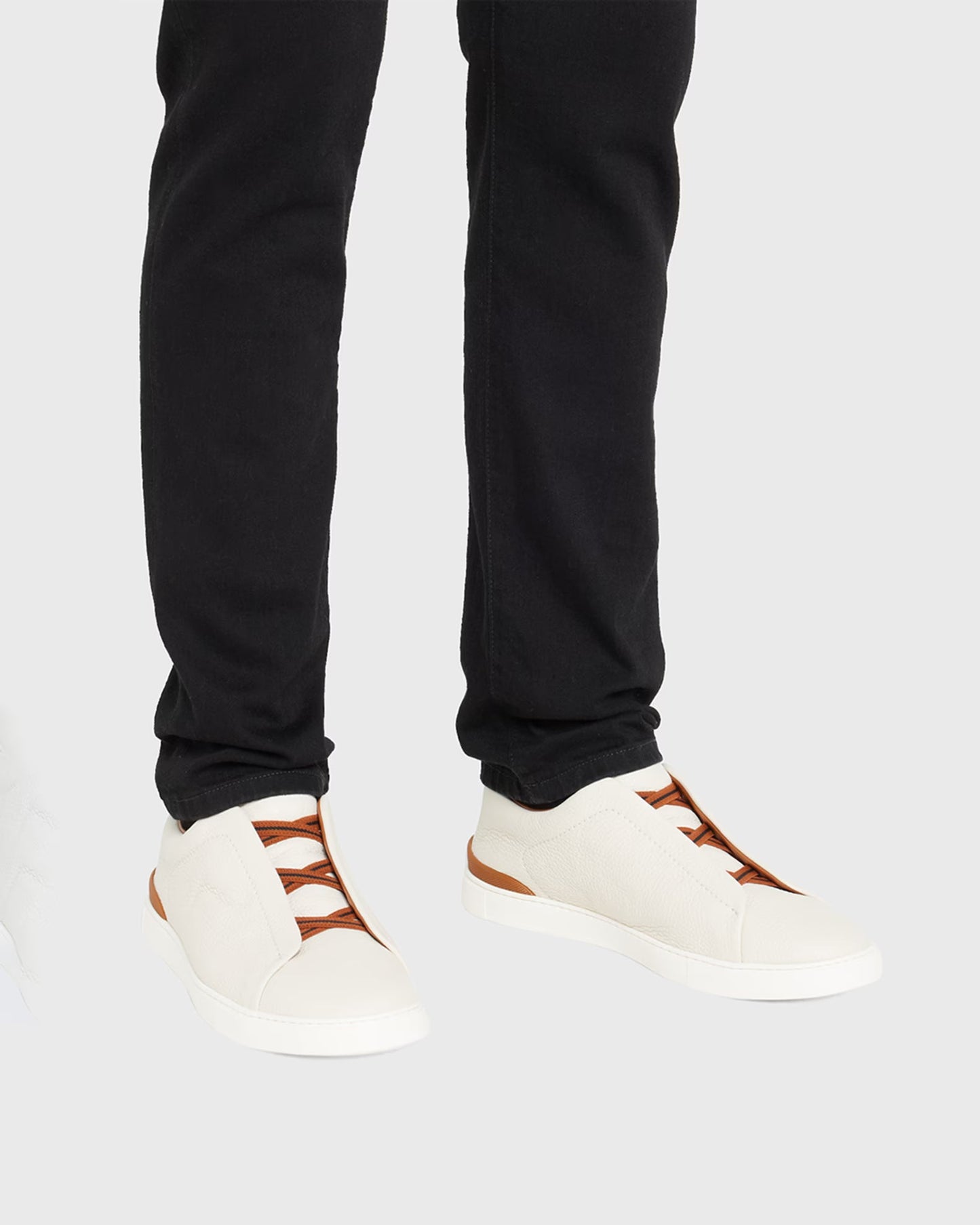 Triple Stitch Deerskin Leather Slip-On Sneakers
