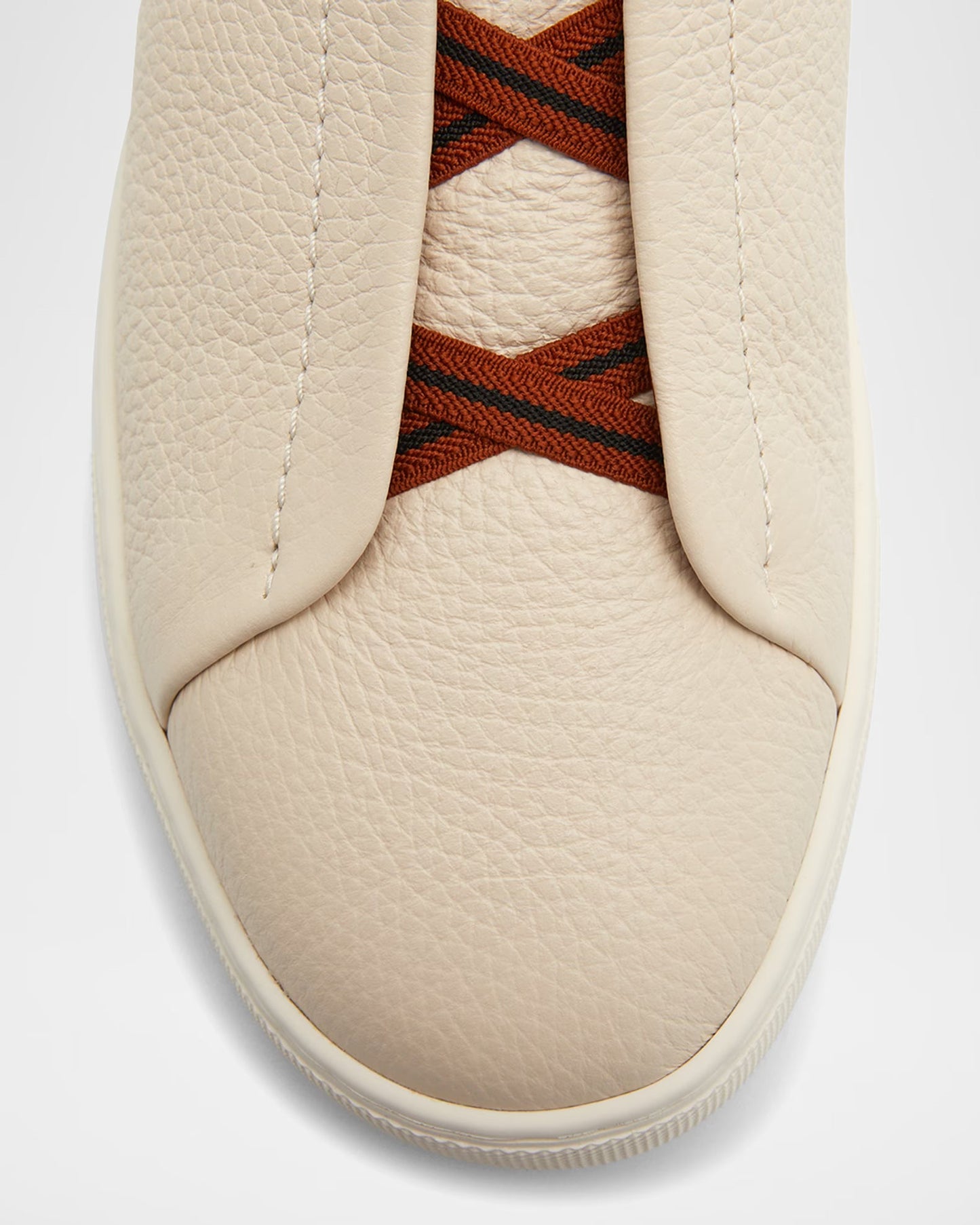 Triple Stitch Deerskin Leather Slip-On Sneakers