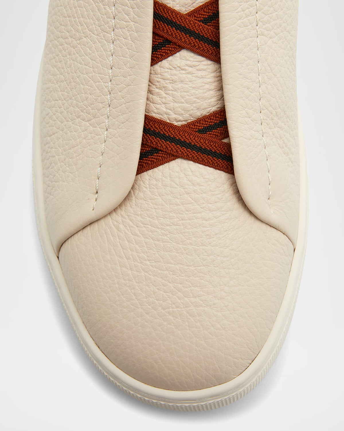 Triple Stitch Deerskin Leather Slip-On Sneakers