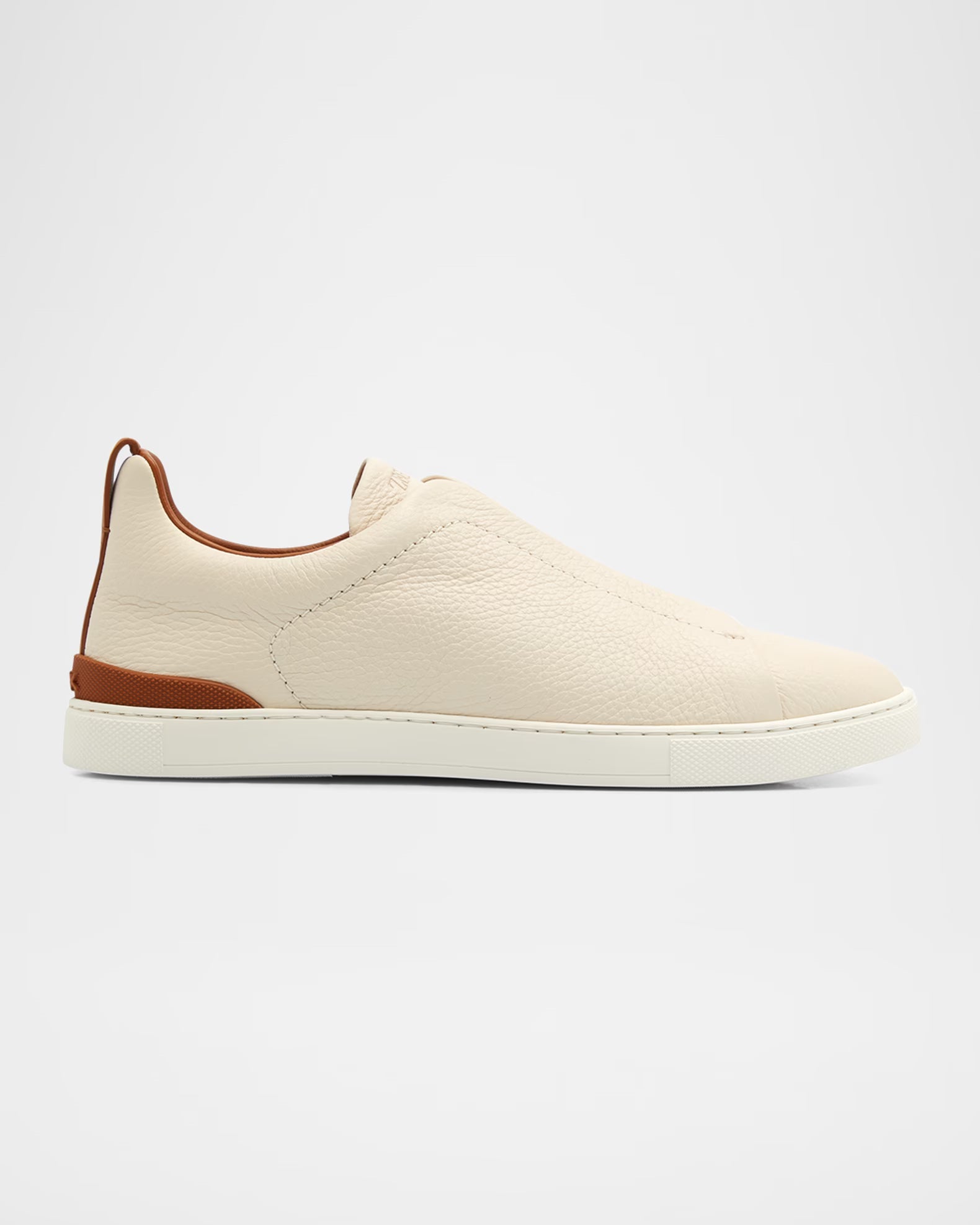 Triple Stitch Deerskin Leather Slip-On Sneakers