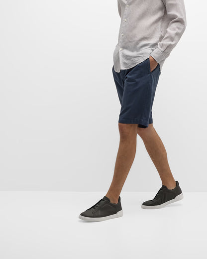 Triple Stitch Deerskin Leather Slip-On Sneakers
