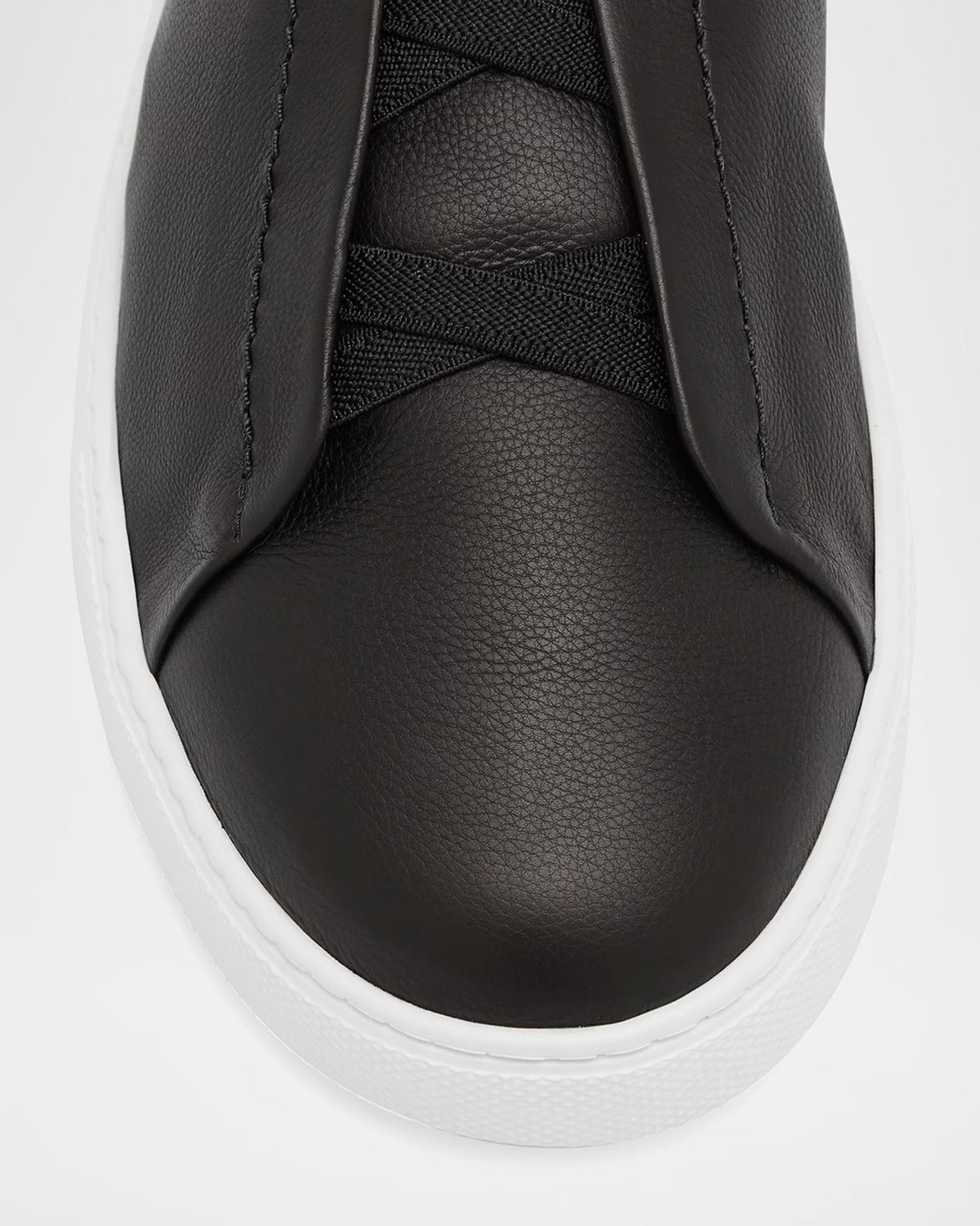 Triple Stitch Deerskin Leather Slip-On Sneakers