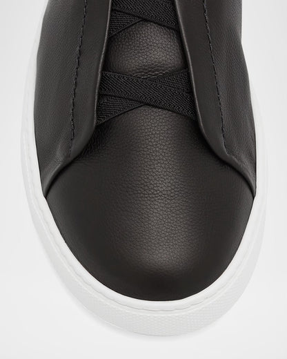Triple Stitch Deerskin Leather Slip-On Sneakers