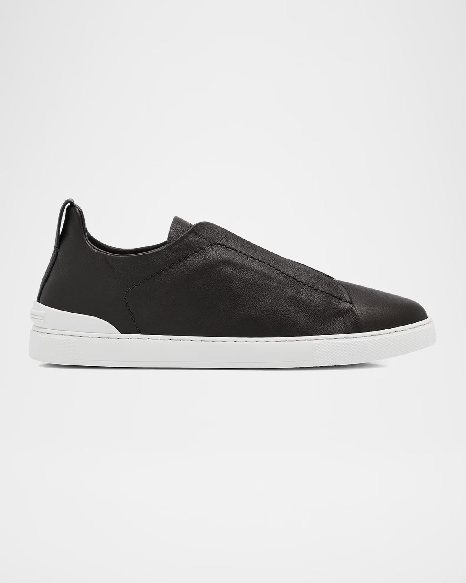 Triple Stitch Deerskin Leather Slip-On Sneakers