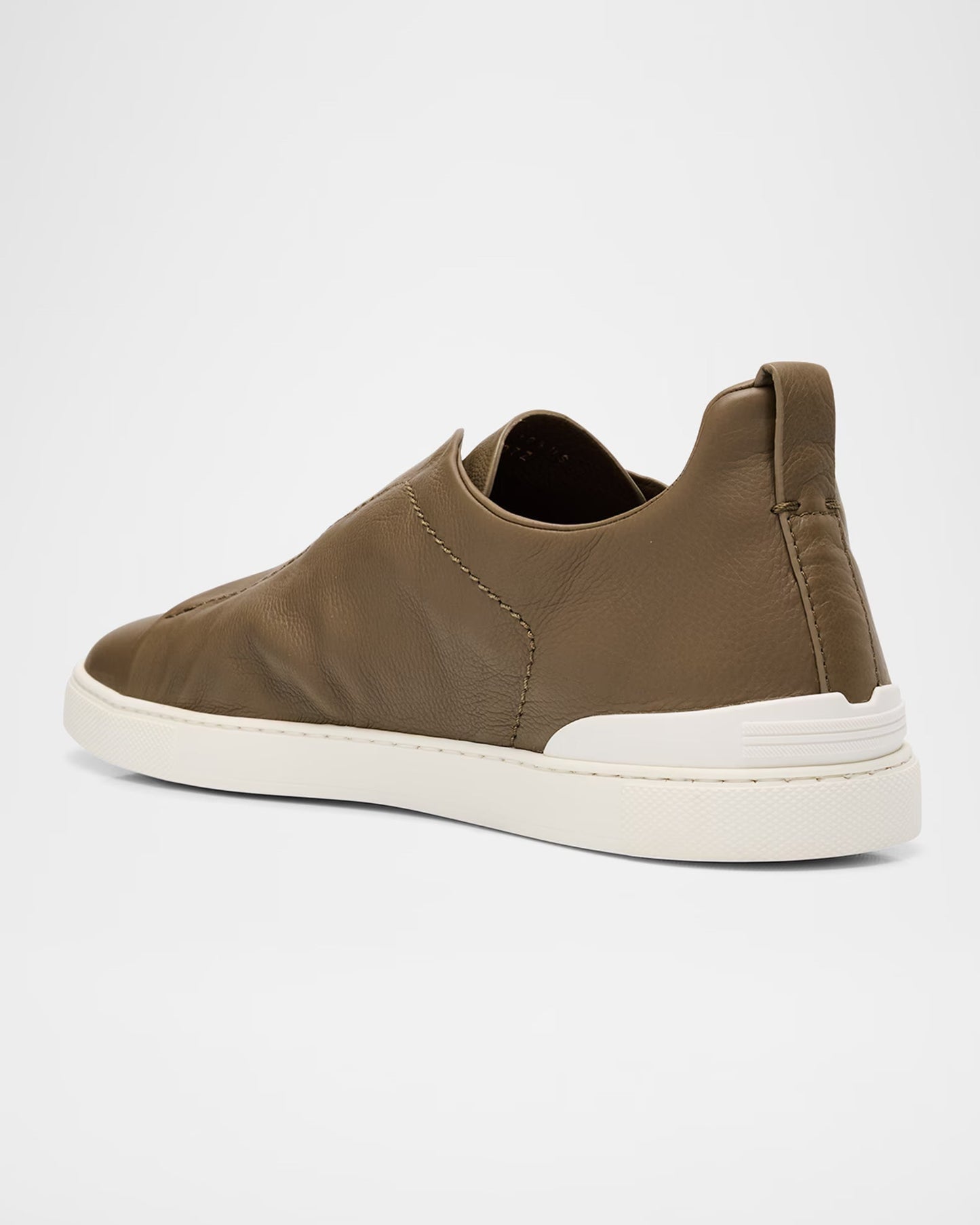 Triple Stitch Deerskin Leather Slip-On Sneakers