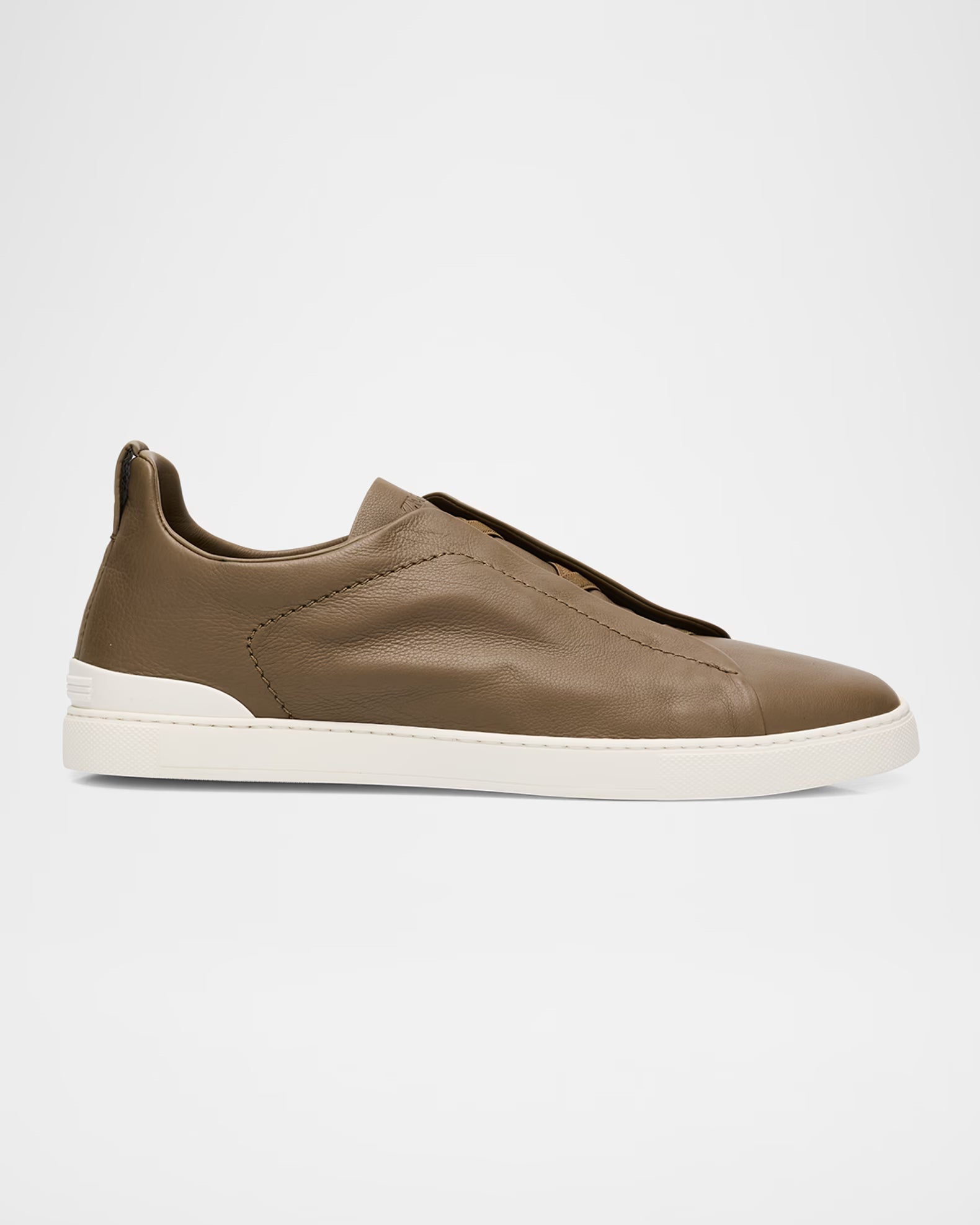 Triple Stitch Deerskin Leather Slip-On Sneakers