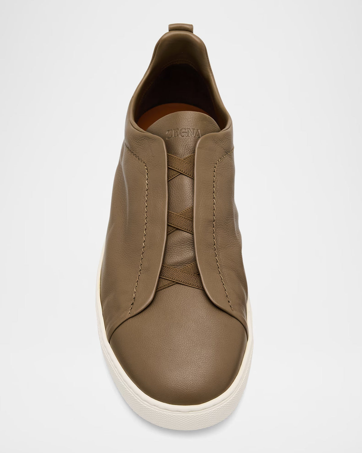 Triple Stitch Deerskin Leather Slip-On Sneakers