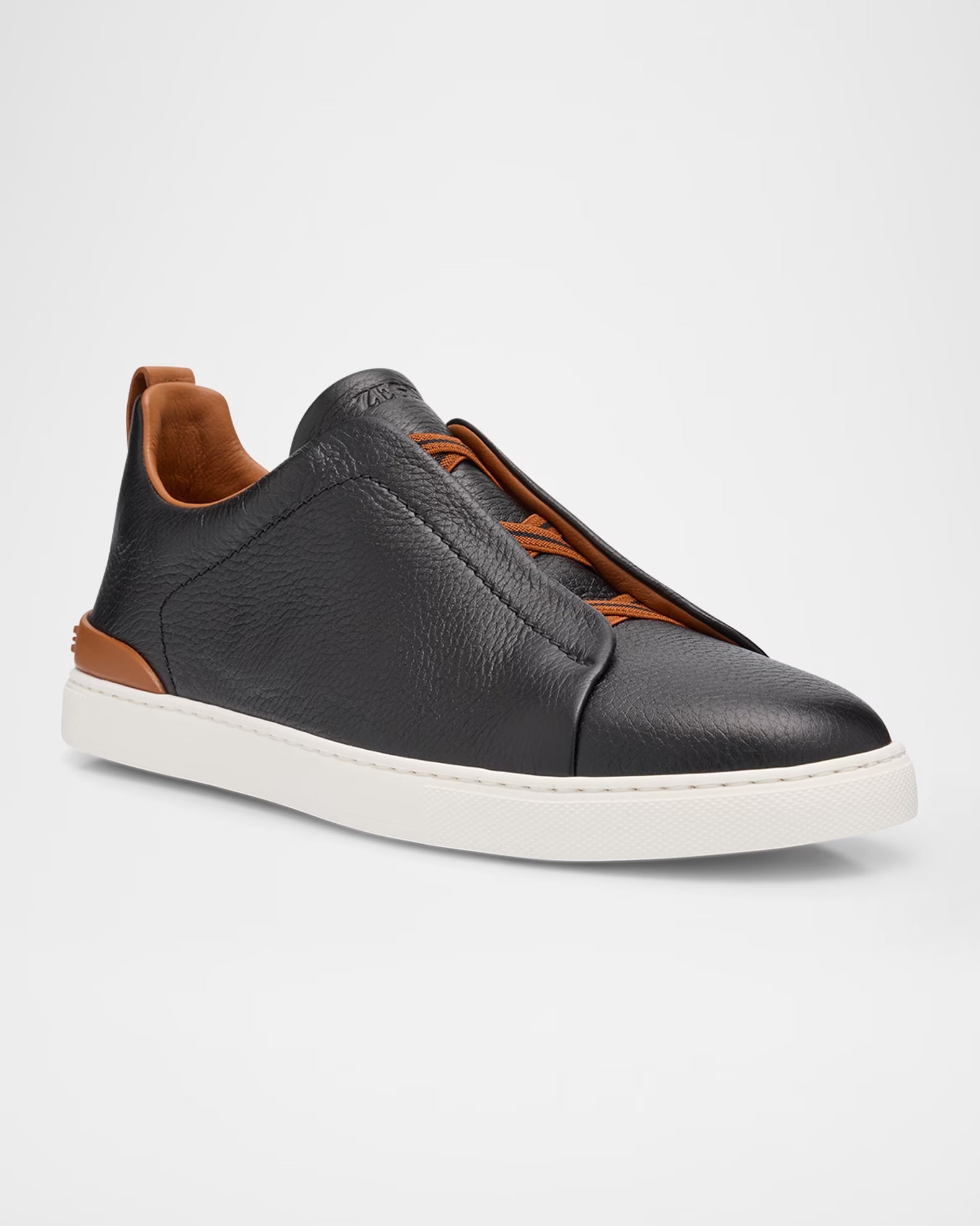 Triple Stitch Deerskin Leather Slip-On Sneakers