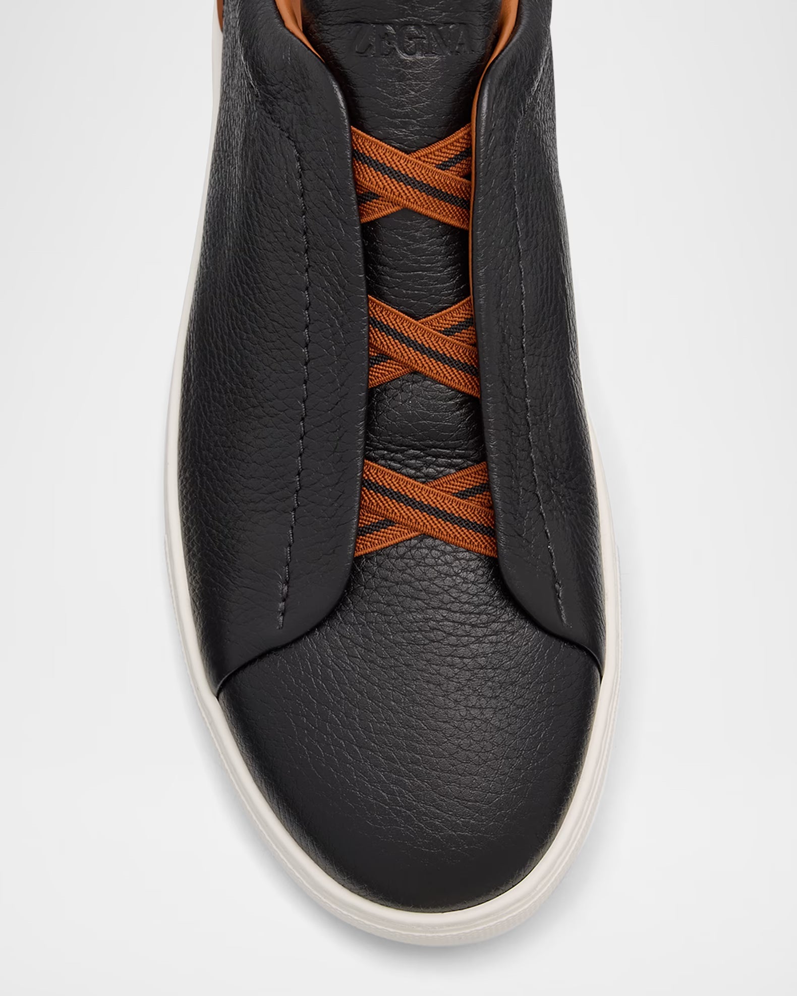 Triple Stitch Deerskin Leather Slip-On Sneakers
