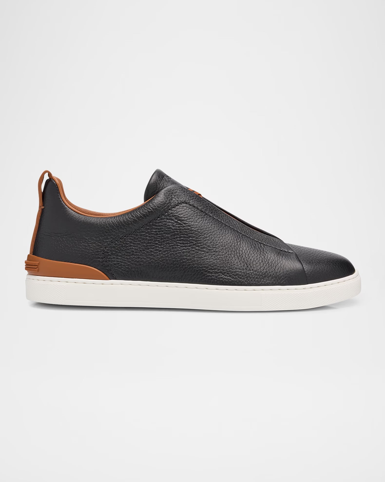 Triple Stitch Deerskin Leather Slip-On Sneakers