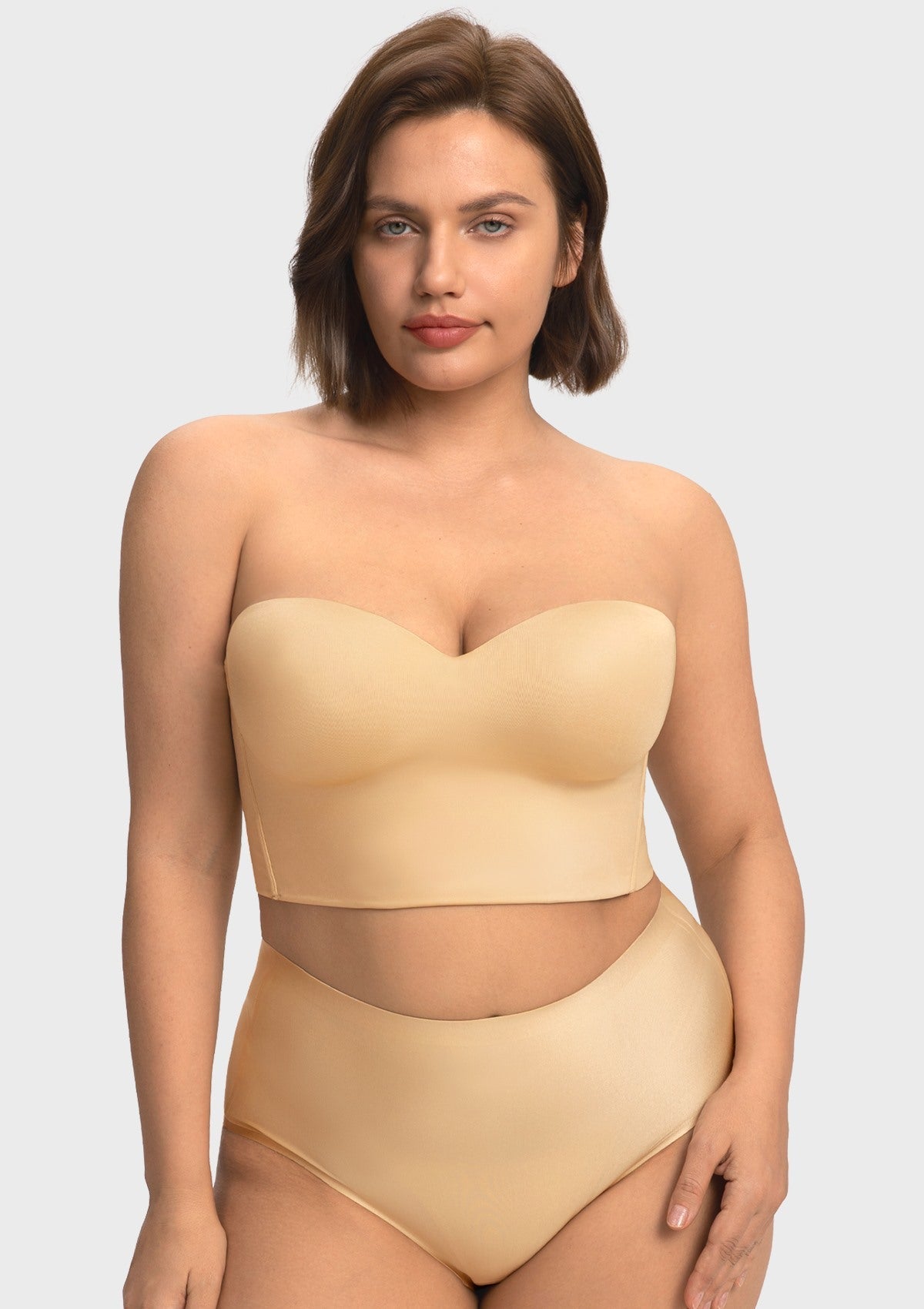 Smooth Satin Longline Strapless Corset Bra